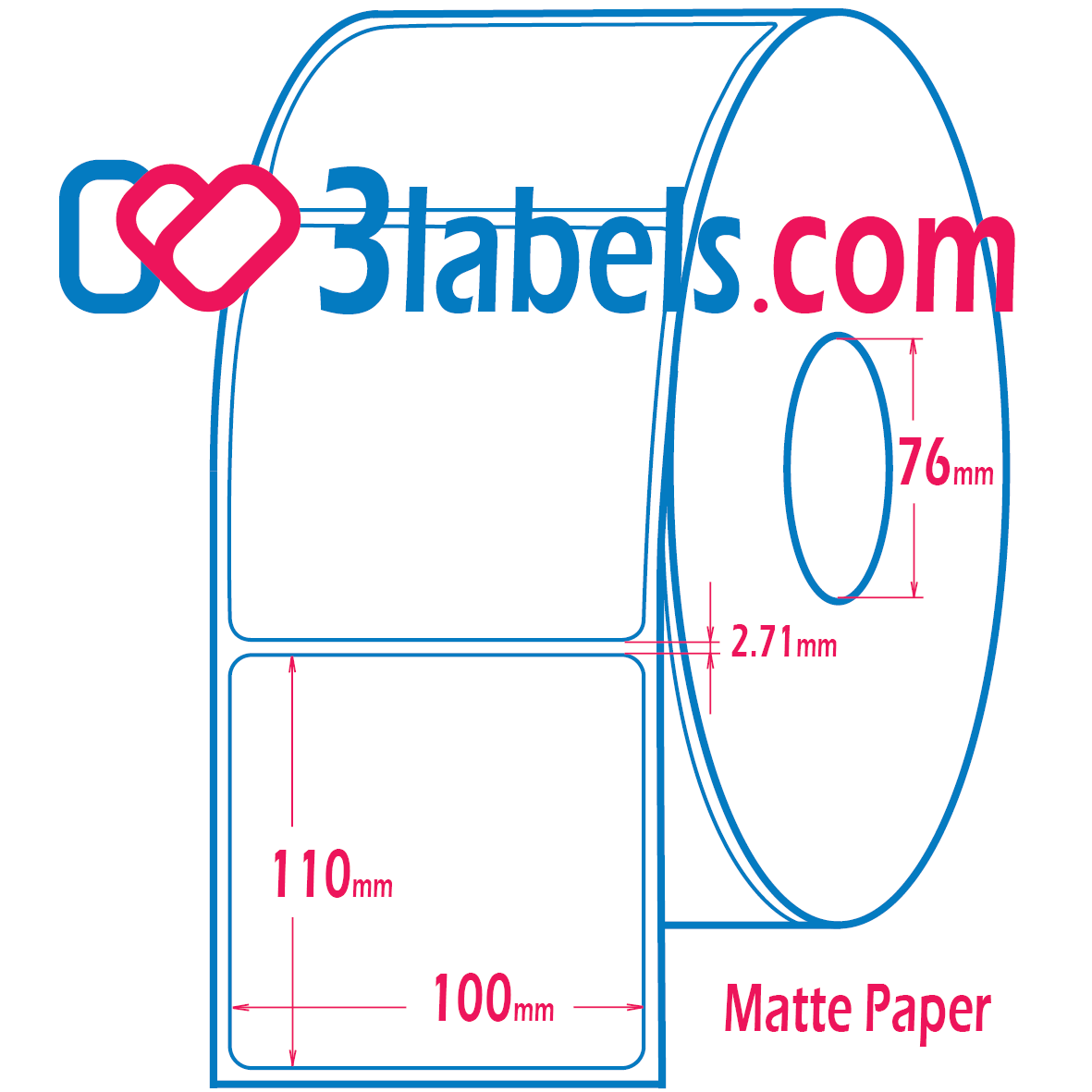 100x110mm-inkjet-3labels (2) 3labels матови бели етикети от премиум хартия за инкджет (inkjet) печат 100х110 мм, 650 бр. - Image 1