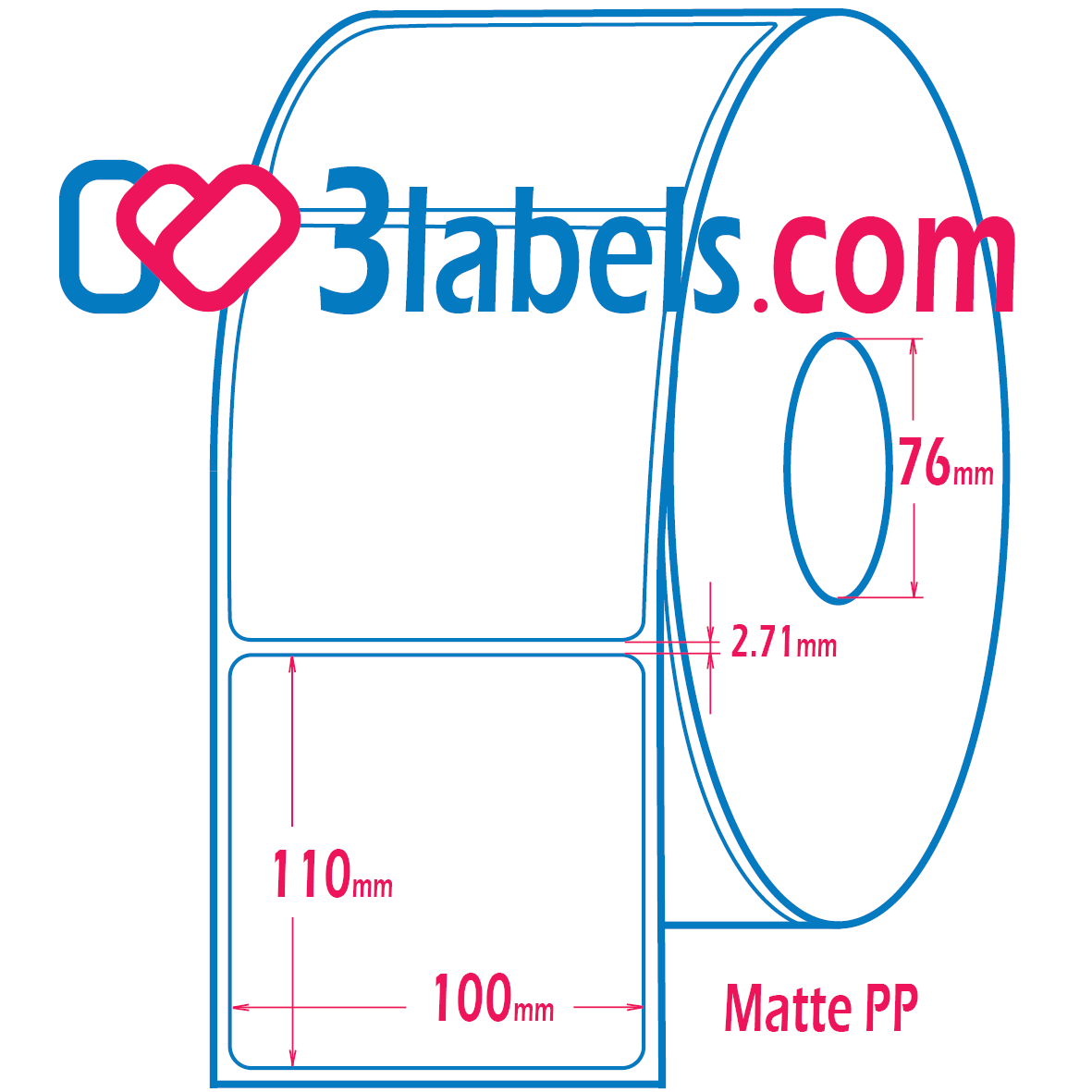 100x110mm-inkjet-3labels (3) 3labels матови бели етикети от PP (полипропилен) премиум за инкджет (inkjet) печат 100х110 мм, 650 бр. - Image 1