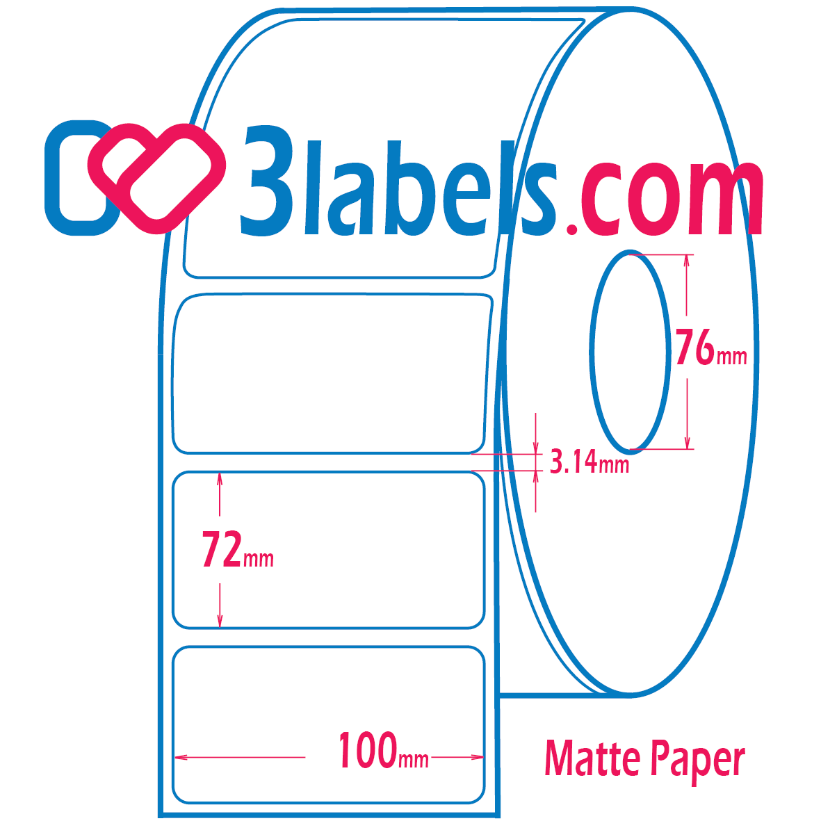 100x72mm-inkjet-3labels (4) 3labels матови бели етикети от премиум хартия за инкджет (inkjet) печат 100х72 мм, 900 бр. - Image 1