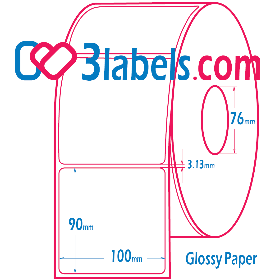 100x90mm-inkjet-3labels (1) 3labels гланцови бели етикети от премиум хартия за инкджет (inkjet) печат 100х90 мм, 750 бр. - Image 1