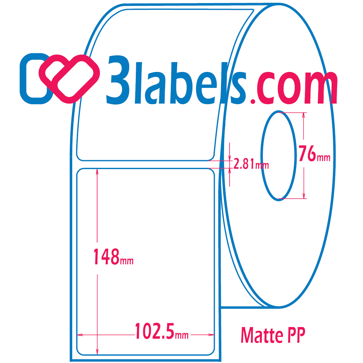 102,5x148mm-inkjet-3labels (1) 3labels etichette a getto d'inchiostro in PP opaco (polipropilene) premium 102,5x148 mm, 450 pz. - immagine 1