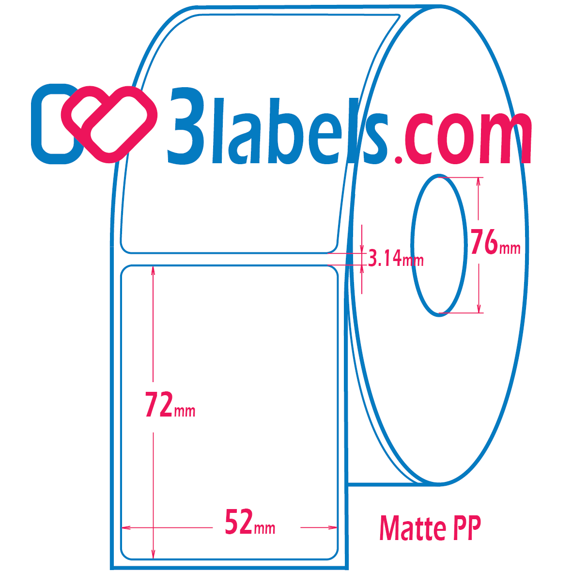 52x72mm-inkjet-3labels (1) 3labels etichette a getto d'inchiostro in PP (polipropilene) opaco premium 52x72 mm, 900 pz. - immagine 1