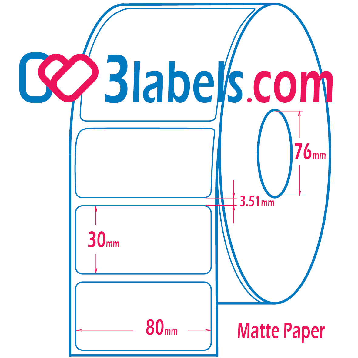 80x30mm-inkjet-3labels (4) 3labels Etichette a getto d'inchiostro in carta opaca 80x30 mm, 2000 pz. - immagine 1