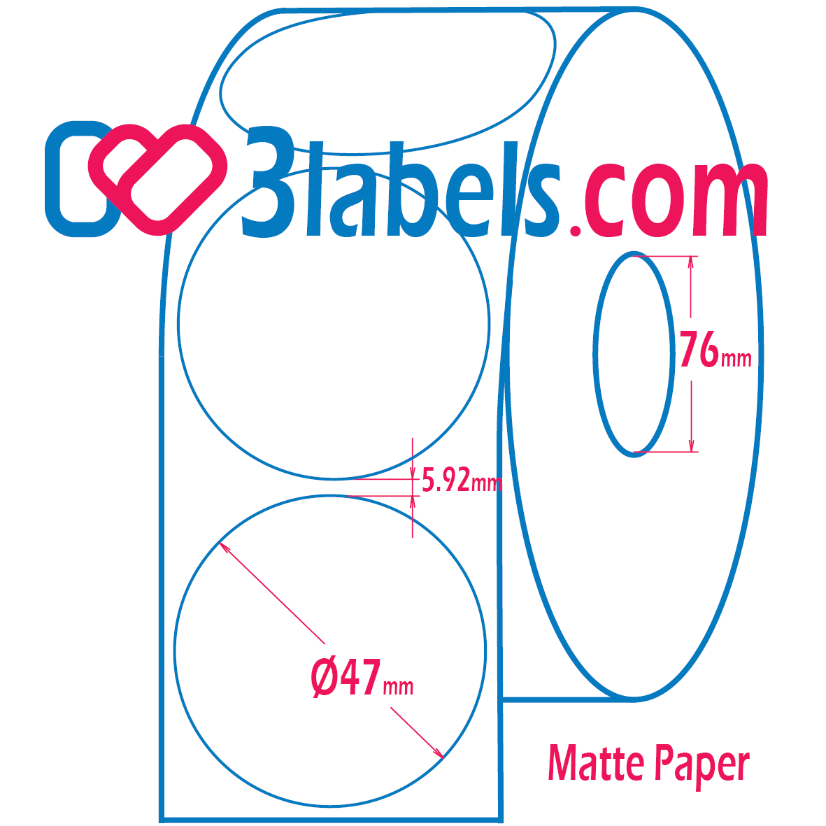 d47-inkjet-3labels (2) 3labels матови бели етикети от премиум хартия за инкджет (inkjet) печат Ф47 мм, 1300 бр. - Image 1