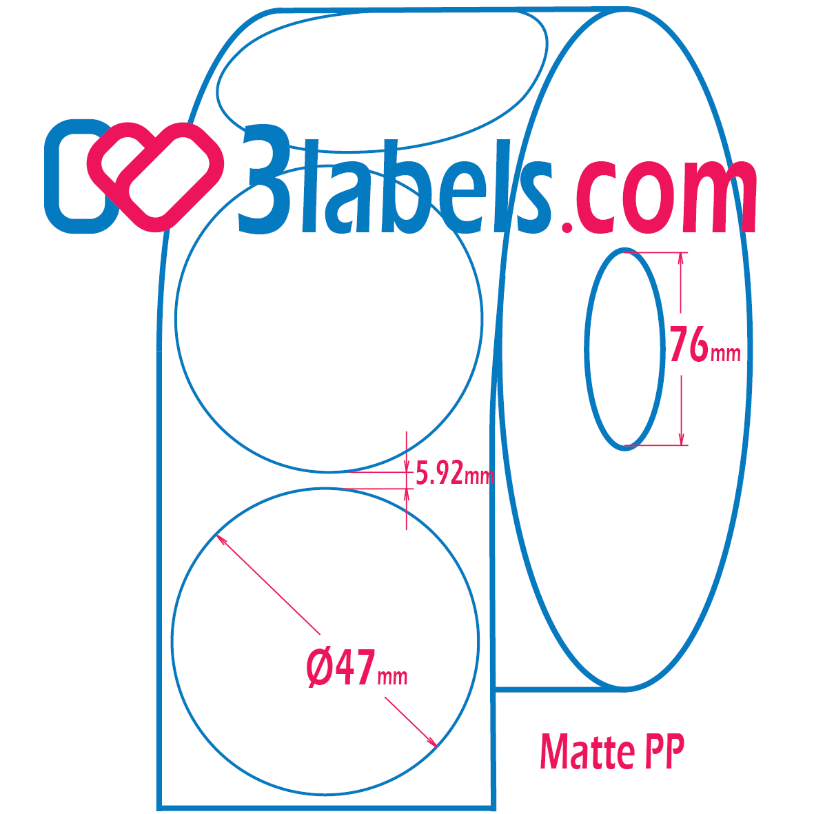 d47-inkjet-3labels (4) 3labels Étiquettes jet d'encre PP (polypropylène) premium mat F47 mm, 1300 pcs. – Image 1