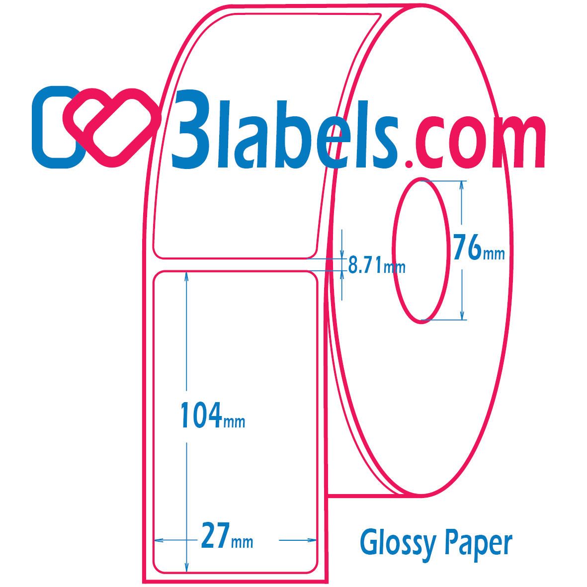27x104mm-inkjet-3labels (4) 3labels etichette bianche lucide in carta premium per stampa inkjet 27x104 mm, 600 pz. - immagine 1