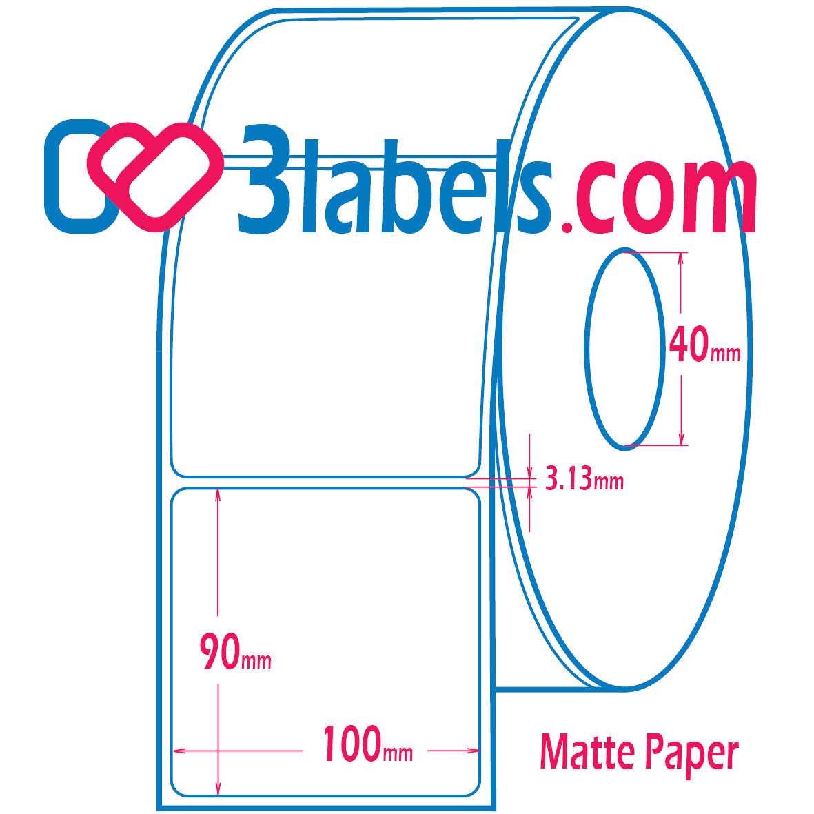100x90mm-inkjet-3labels-ID40 (2) 3labels матови бели етикети от премиум хартия за инкджет (inkjet) печат 100х90 мм, 350 бр. - Image 1