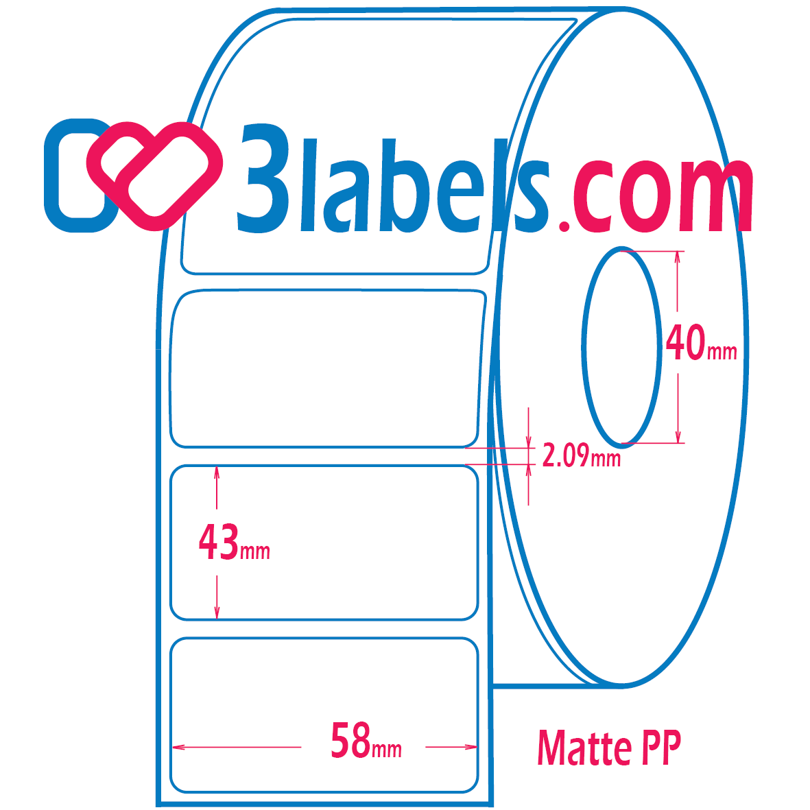 58x43mm-inkjet-3labels-ID40 (1) 3labels etichette a getto d’inchiostro in PP (polipropilene) opaco premium 58×43 mm, 700 pz. - immagine 1