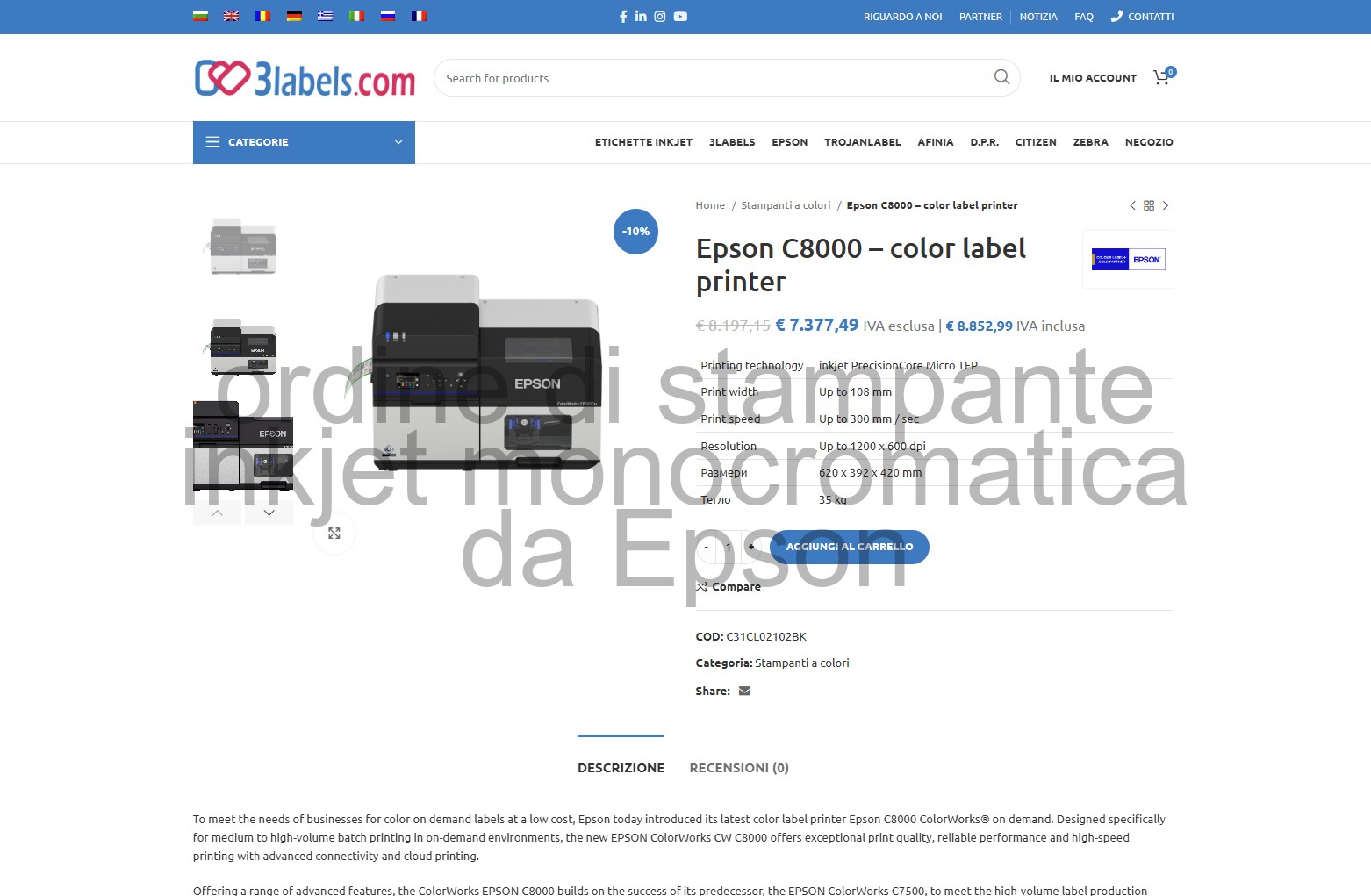noleggio di stampante digitale a colori da Epson