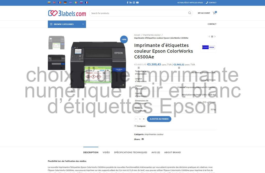 commande d’une imprimante couleur à jet d’encre Epson