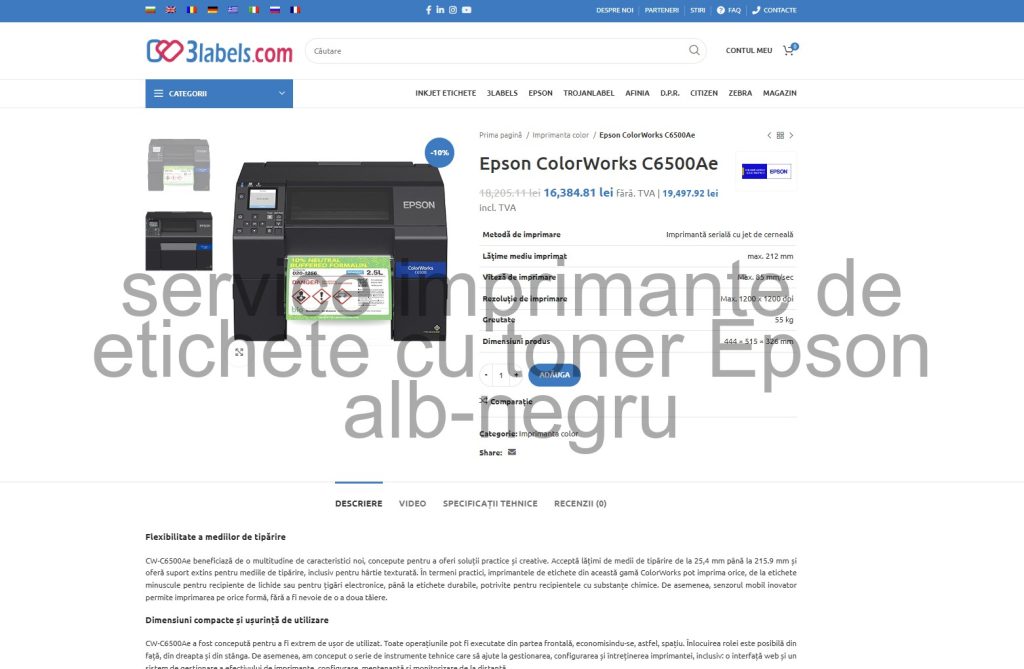 comandă imprimantă cu jet de cerneală alb-negru economică pe rolă de la Epson