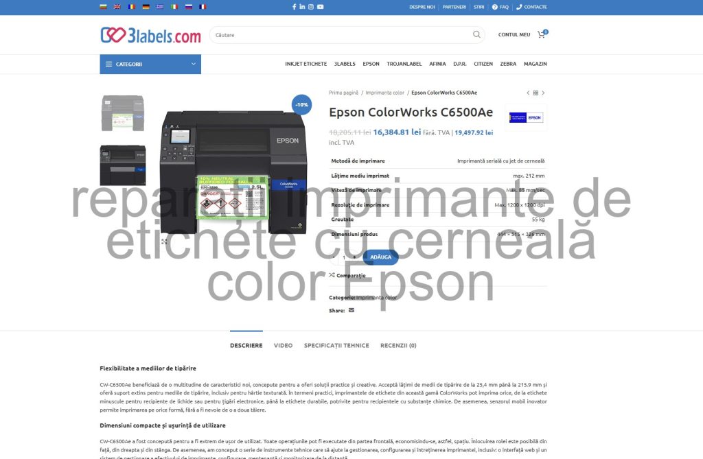 service de imprimantă color economică pentru etichete de la Epson