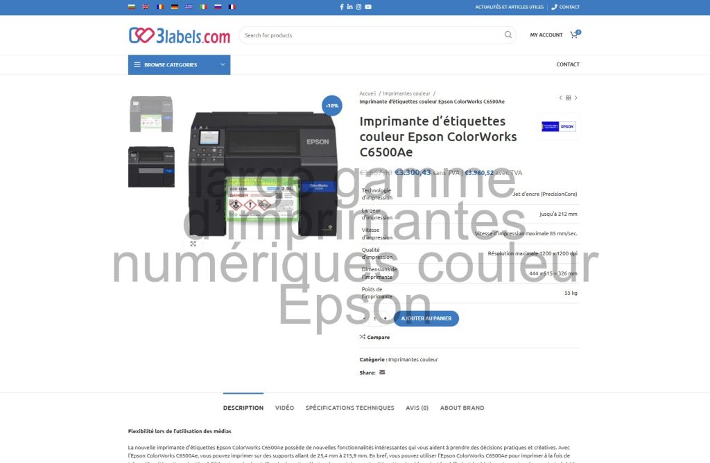 choix d’une imprimante d’étiquettes couleur bon marché Epson