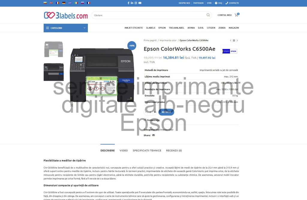 comandă imprimantă cu jet de cerneală alb-negru pe rolă de la Epson