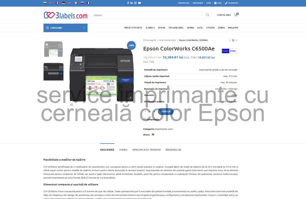 alegere imprimantă cu jet de cerneală alb-negru pe rolă de la Epson