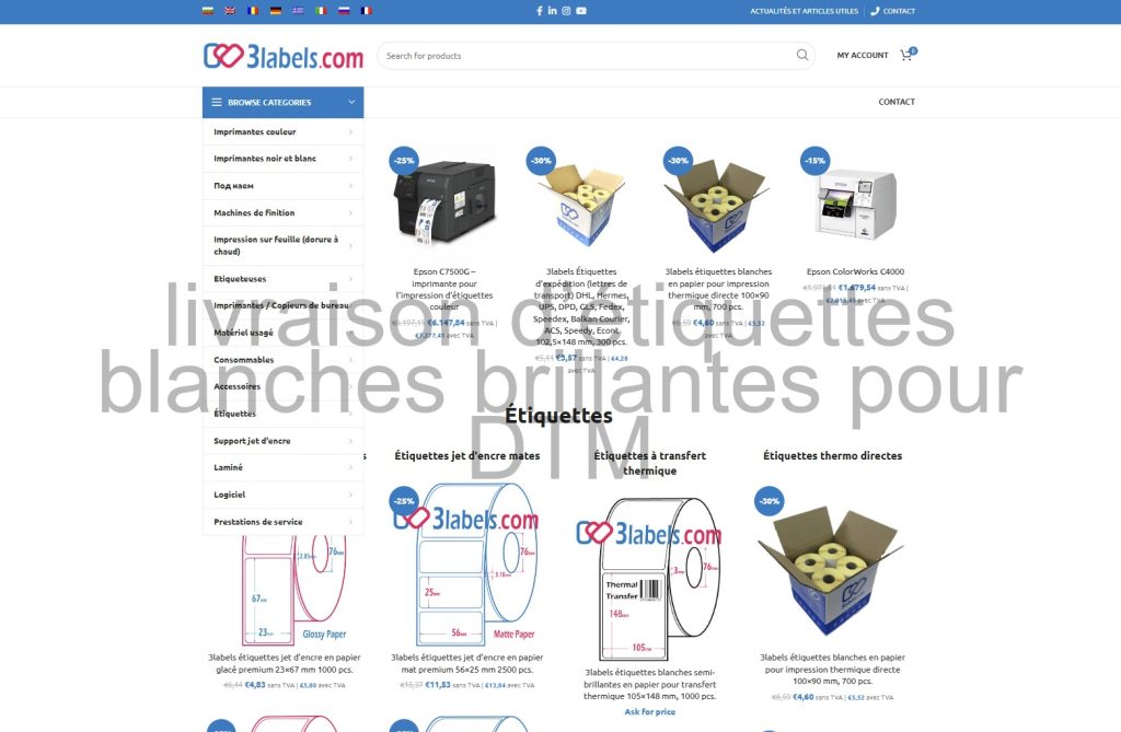 découpe d’étiquettes thermiques directes jet d’encre pour DTM