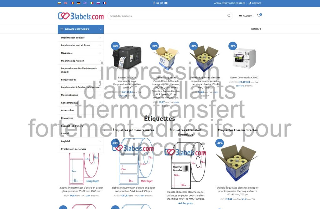 commande d’étiquettes thermiques directes autocollantes pour Primera