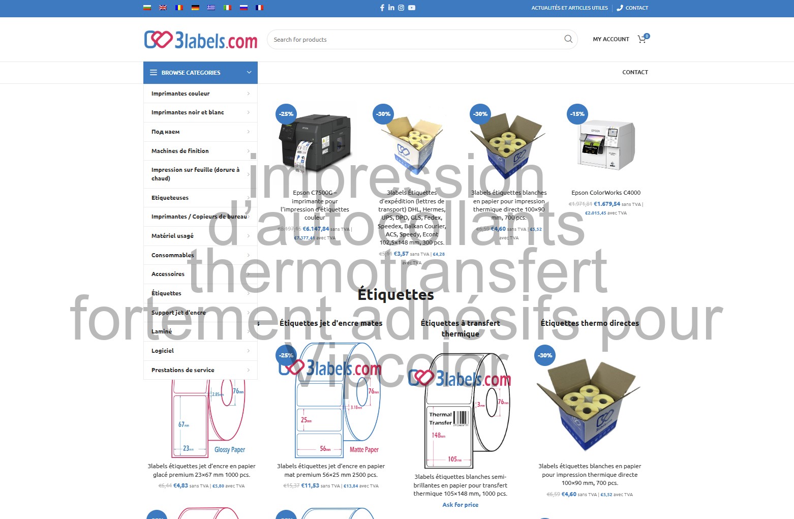 commande d’étiquettes thermiques directes autocollantes pour Primera