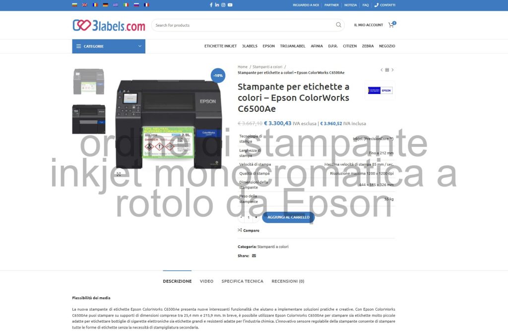 assistenza per stampante a rotolo monocromatica economica da Epson