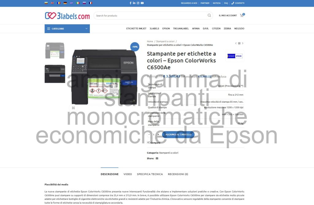 ampia gamma di stampanti digitali monocromatiche a rotolo da Epson